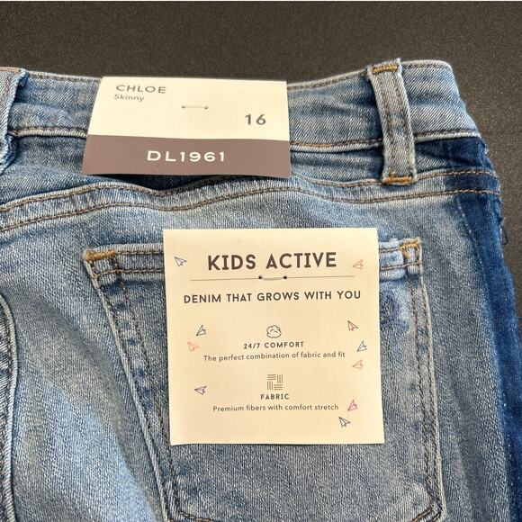 NWT DL1961 Chloe Skinny Jeans, "Ocean View" Light Wash, Girls Size 16 - Picture 8 of 9